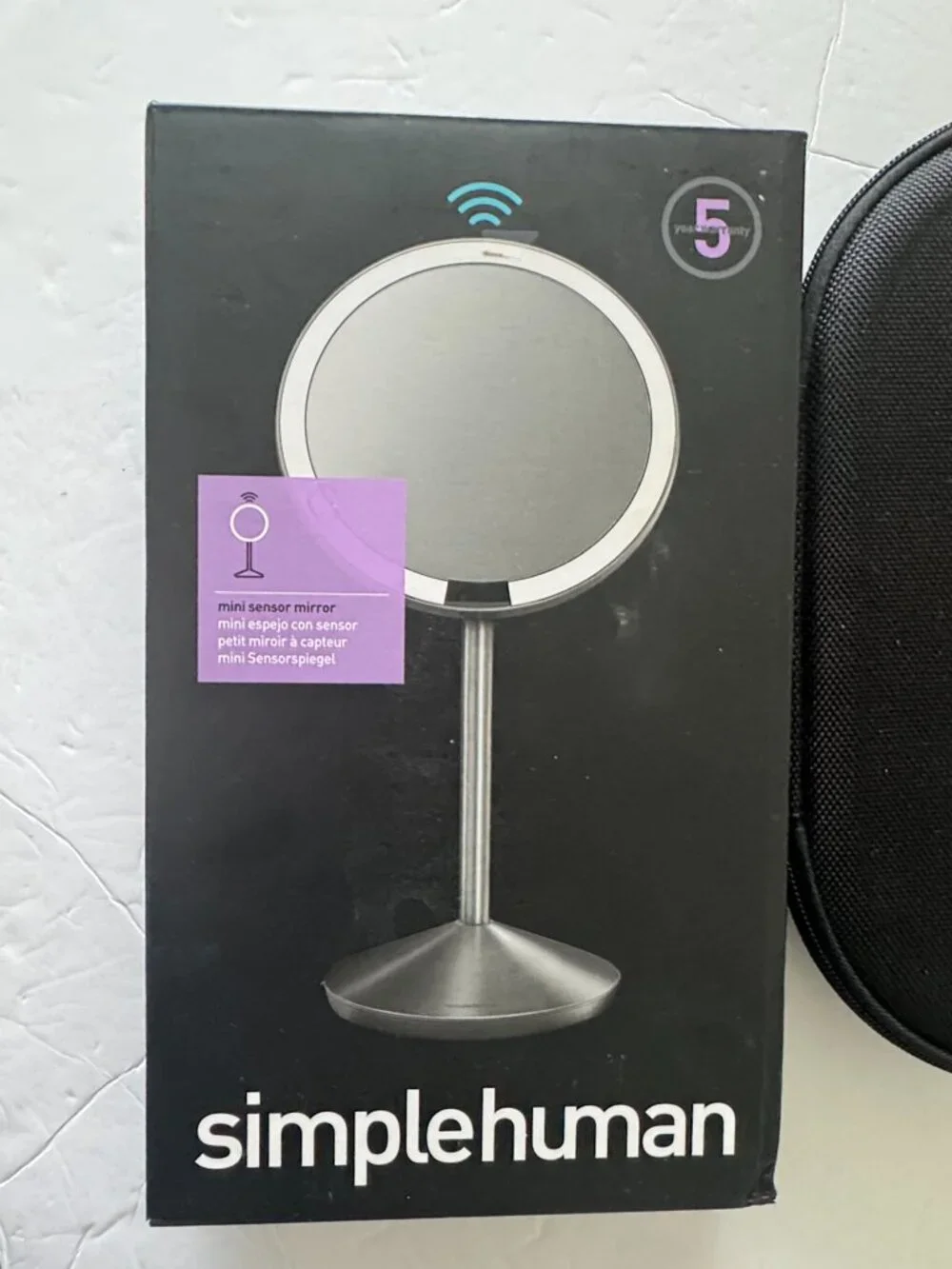 Hard Zip Case & Box For Simplehuman Mini Countertop Sensor Makeup 5-Inch Mirror
